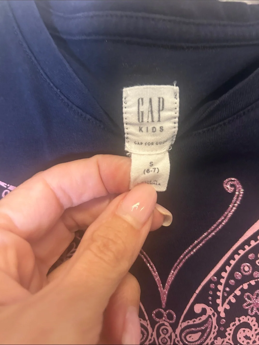 Gapkid’s Navy T-Shirt with Pink Butterfly Graphic